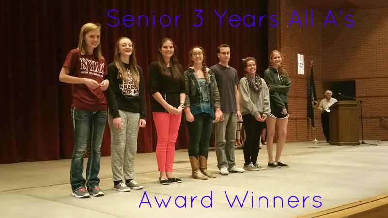 Senior 3 Years All A's Award Winners